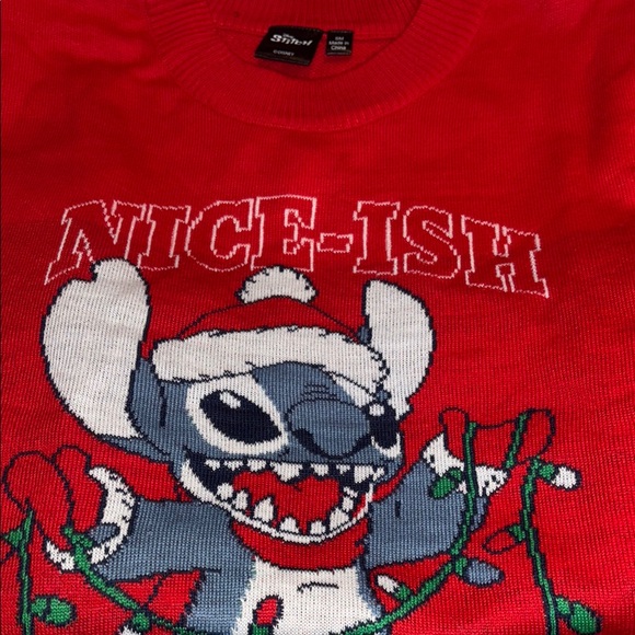 Disney Stitch Red Christmas Sweater S NEW - Picture 1 of 6